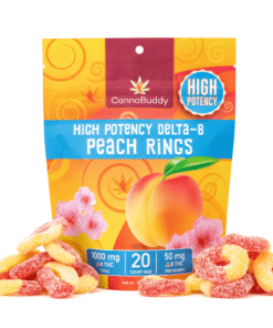 CannaBuddy High Potency Delta 8 Peach Rings (1000 mg Total Delta 8 THC)